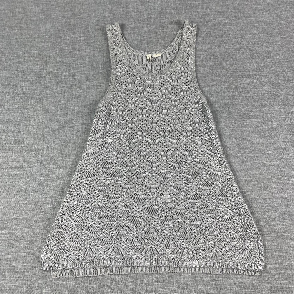 Anthropologie MOTH Sweater Tunic Womens Small P Scoop Neck Open-Knit Crochet